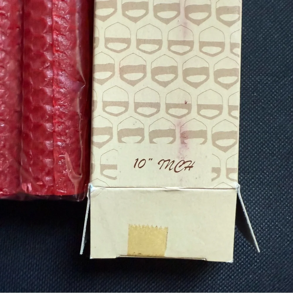 Set of 4 Hand Rolled Beeswax Candles Red and green in the Box